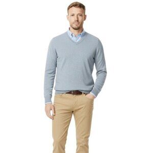 Nautica V-Neck Pullover Sweater L Nautical Preppy Old Money Blue Heather Knit